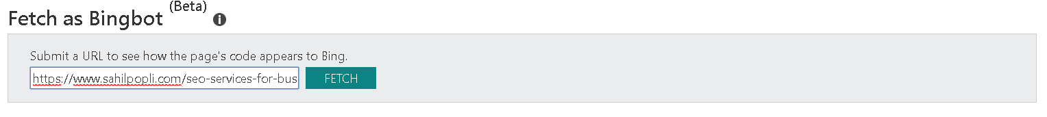 Fetch as Bing Bot