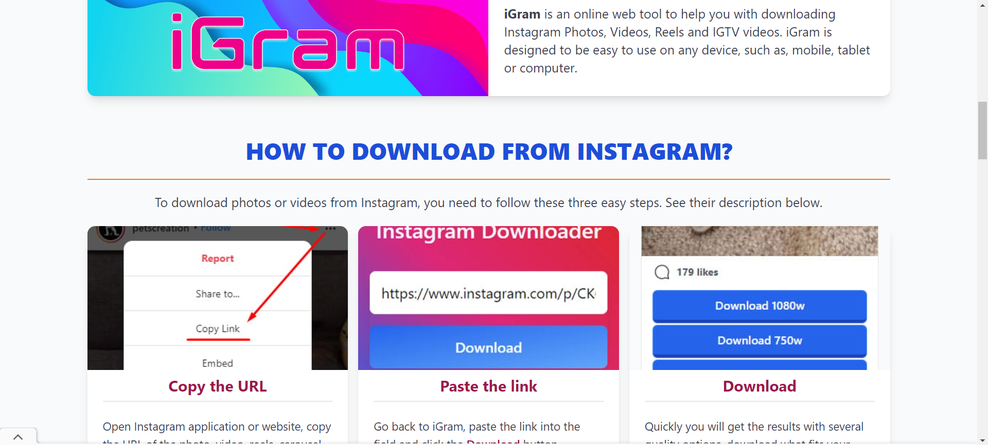 How to use https://igram.io/id/ to download Reels videos from Instagram