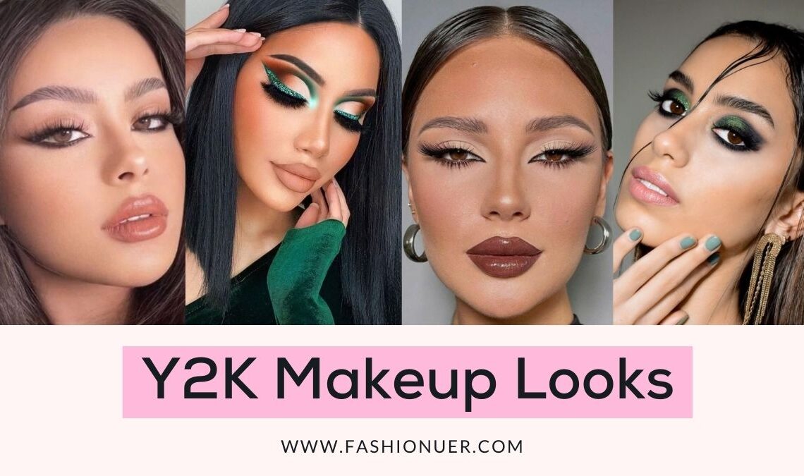 There is glitter and vibrant colors in the Y2K makeup look.